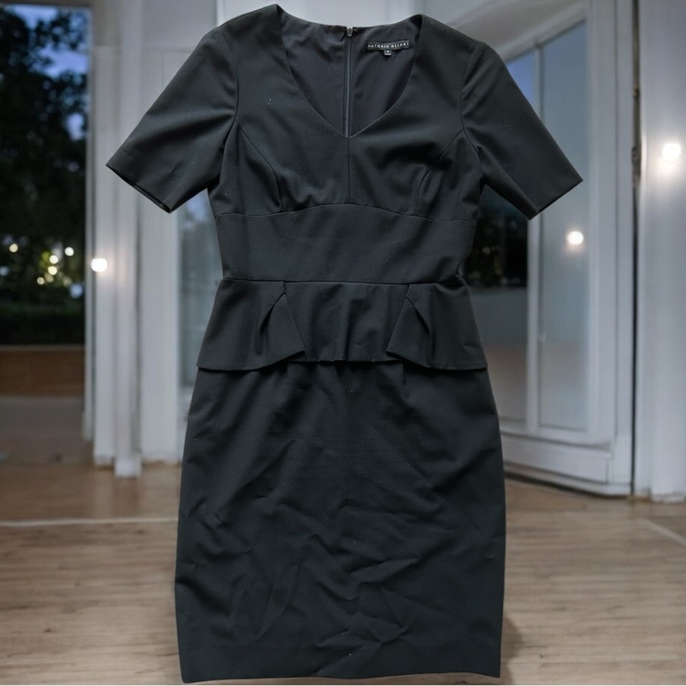 ANTONIO MELANI Black Peplum Sheath Dress
